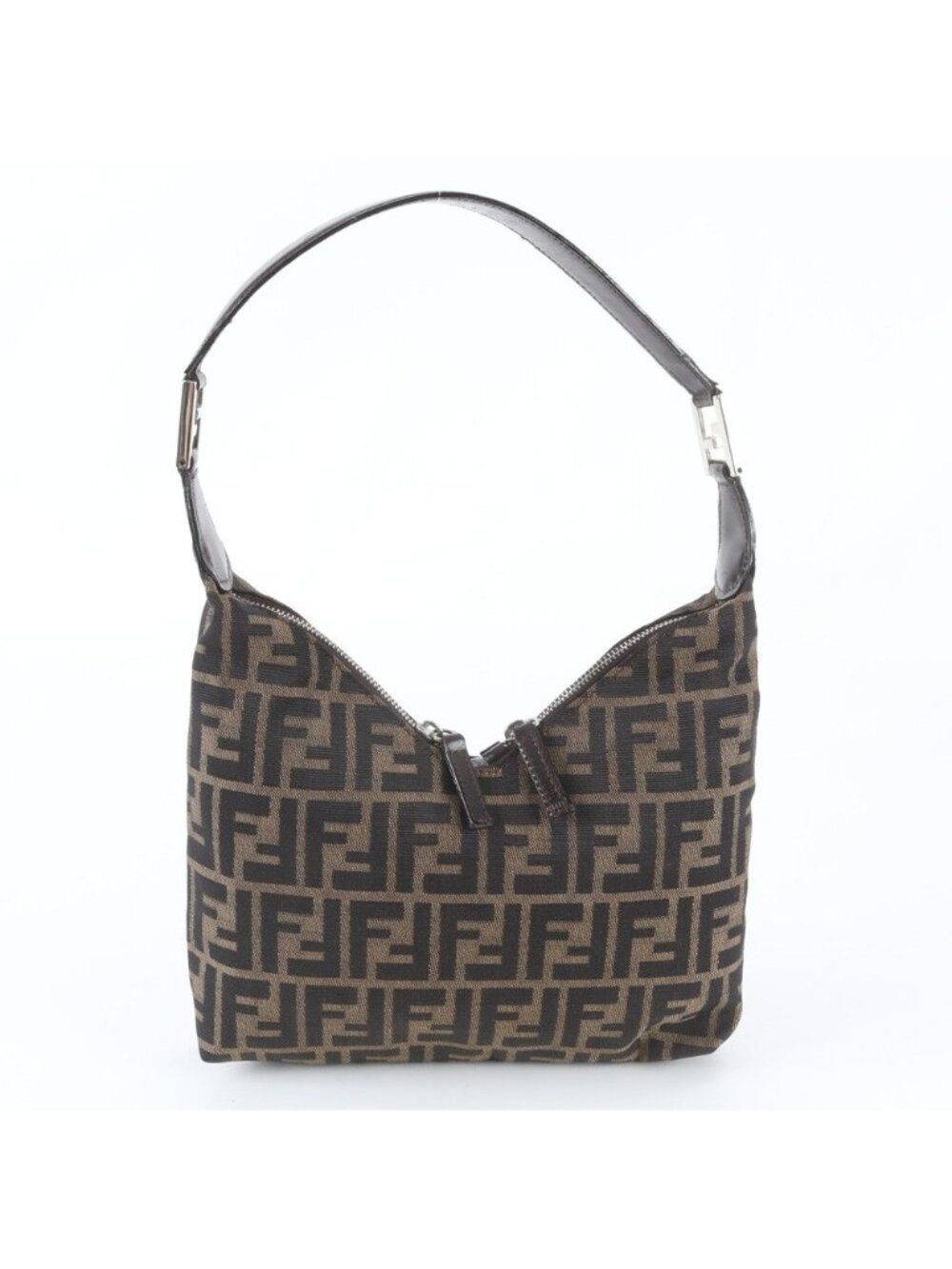 Fendi Zucca Leather Canvas Shoulder Bag